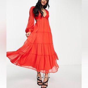 ASOS Pleated Tiered Midi Dress